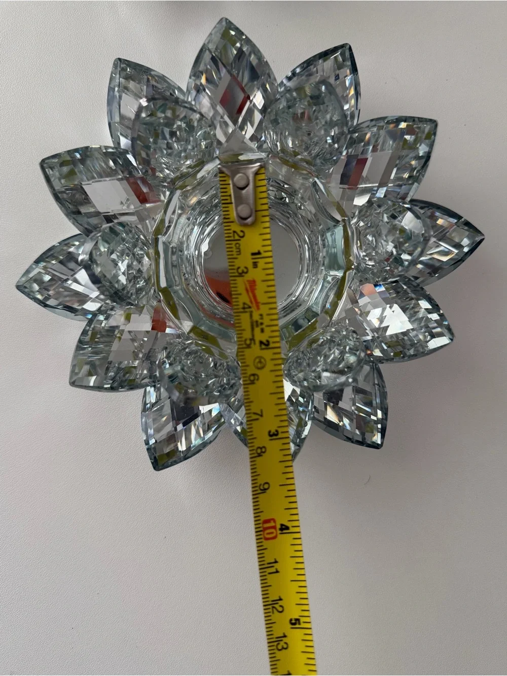 Lot of 2 Crystal Lotus Flower Tealight Candle Holder Glass Lotus Figurine Decor